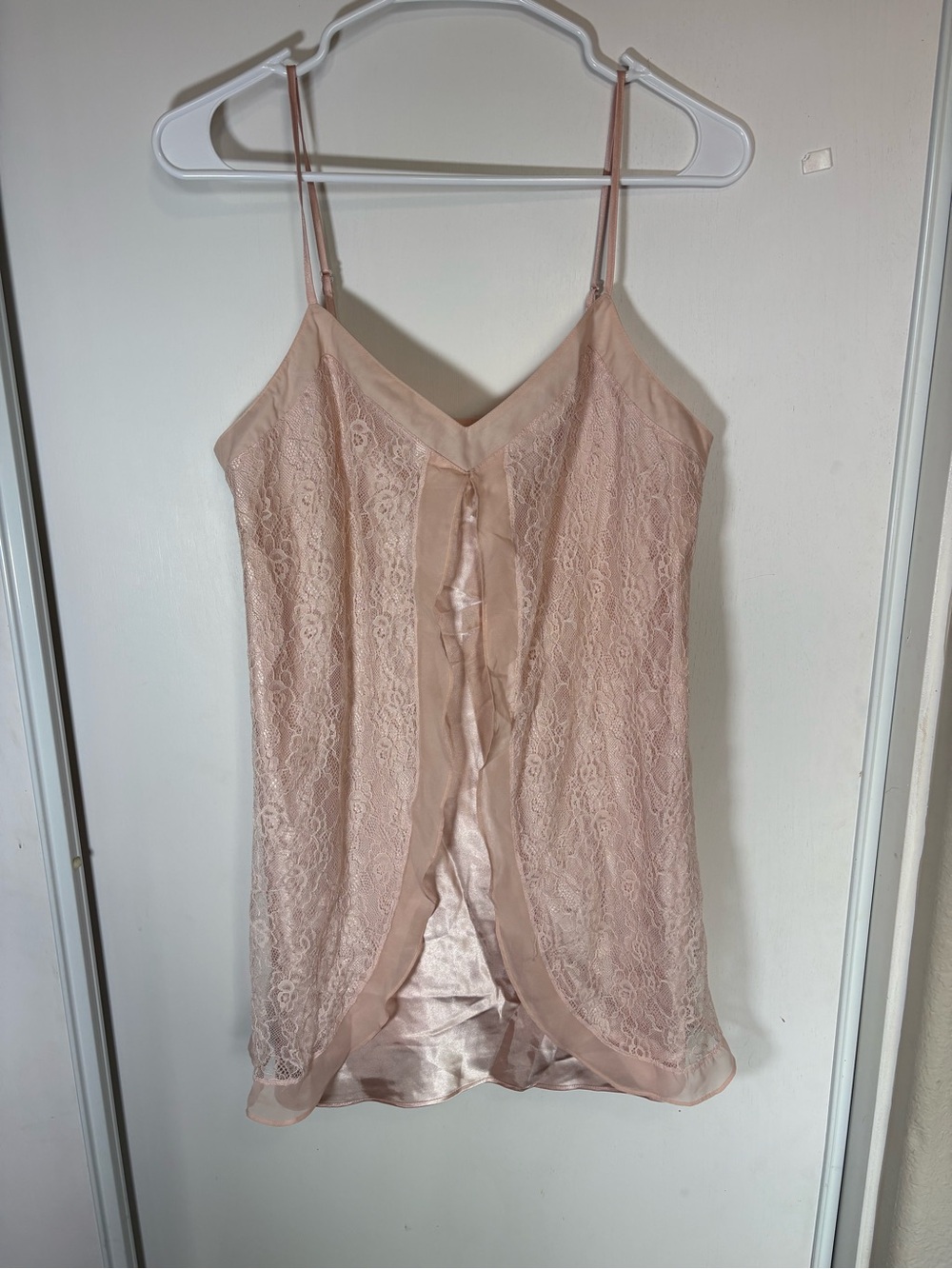 Morgan Taylor Nightgown Slip Dress Womens Small Pink Satin Lace